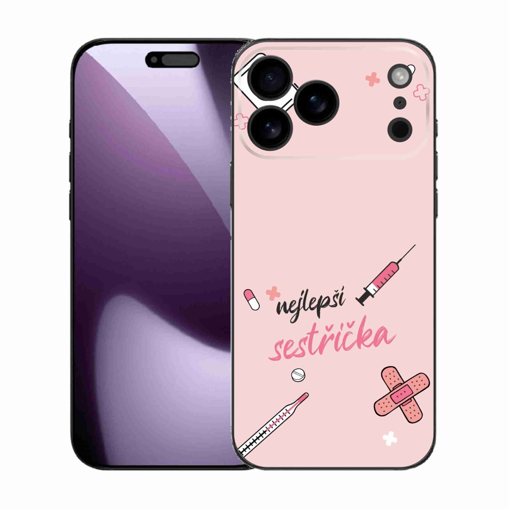 Gélový kryt mmCase na iPhone 17 Pro Max - najlepšia sestrička ružové pozadie