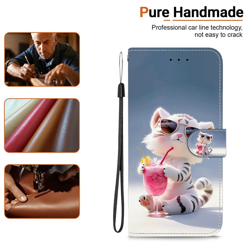 Versatile knižkové púzdro na Xiaomi Redmi 15 4G (171mm) - biely tigrík