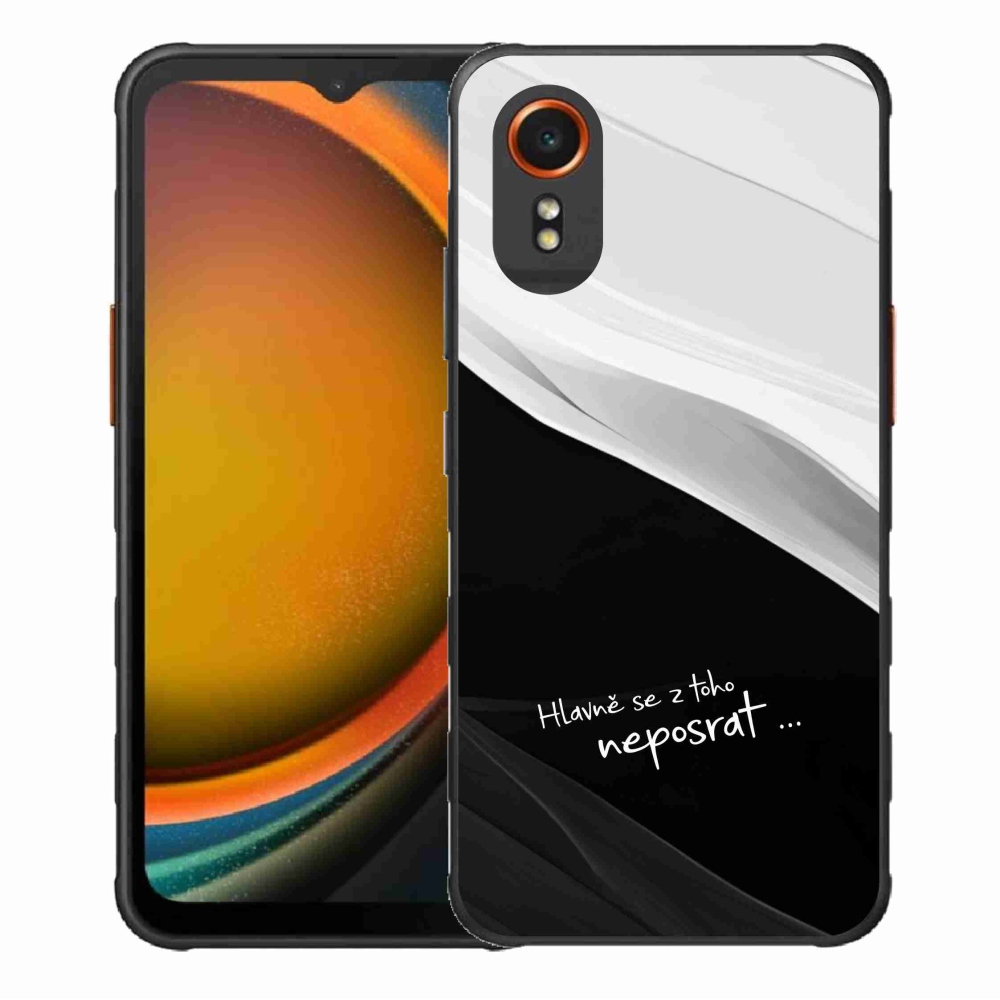 Gélový kryt mmCase na Samsung Galaxy Xcover 7 - vtipný text 13 čiernobiele pozadie