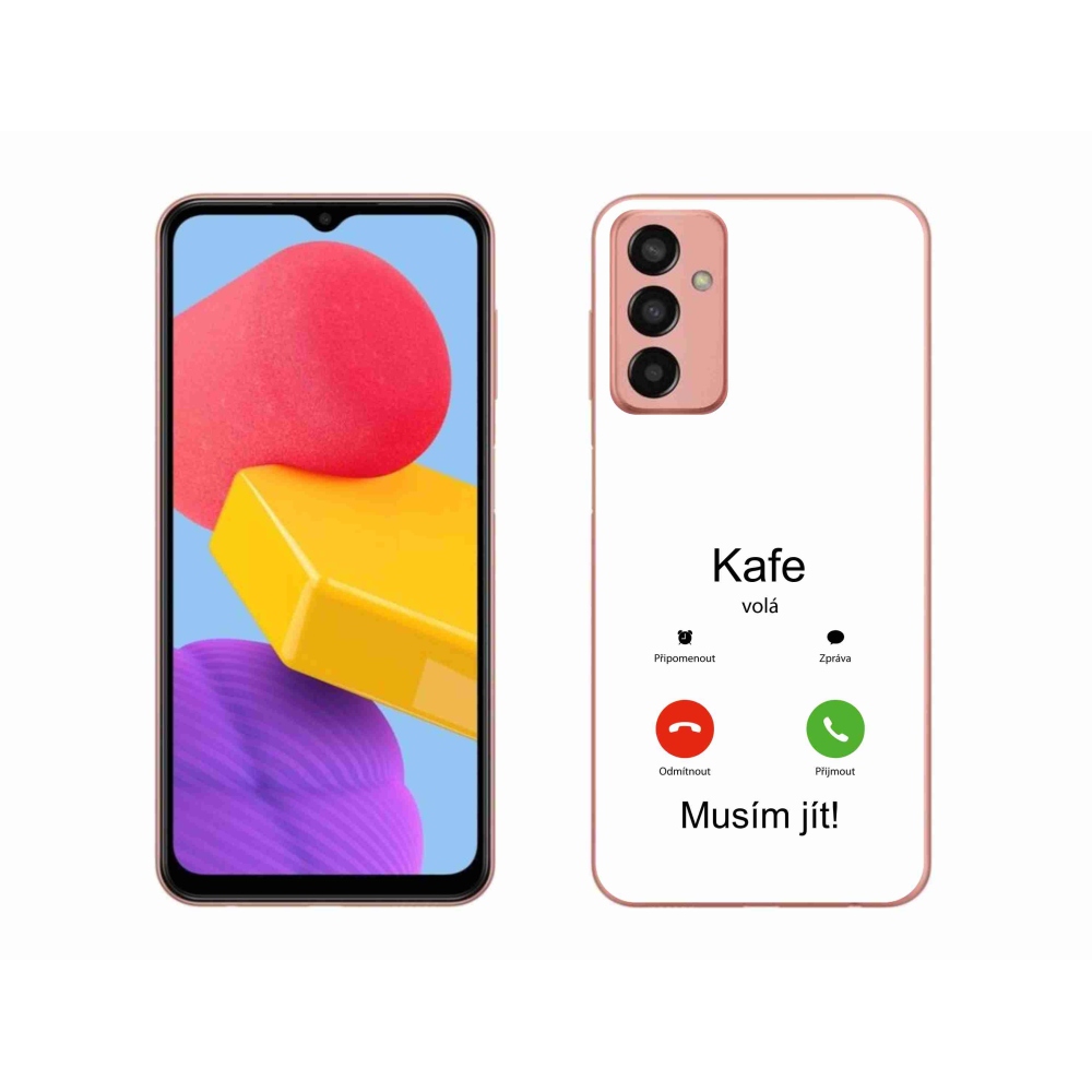 Gélový kryt mmCase na Samsung Galaxy M13 - káva volá biele pozadie