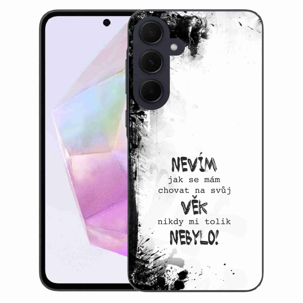 Gélový kryt mmCase na Samsung Galaxy A35 5G - vtipný text 14 biele pozadie