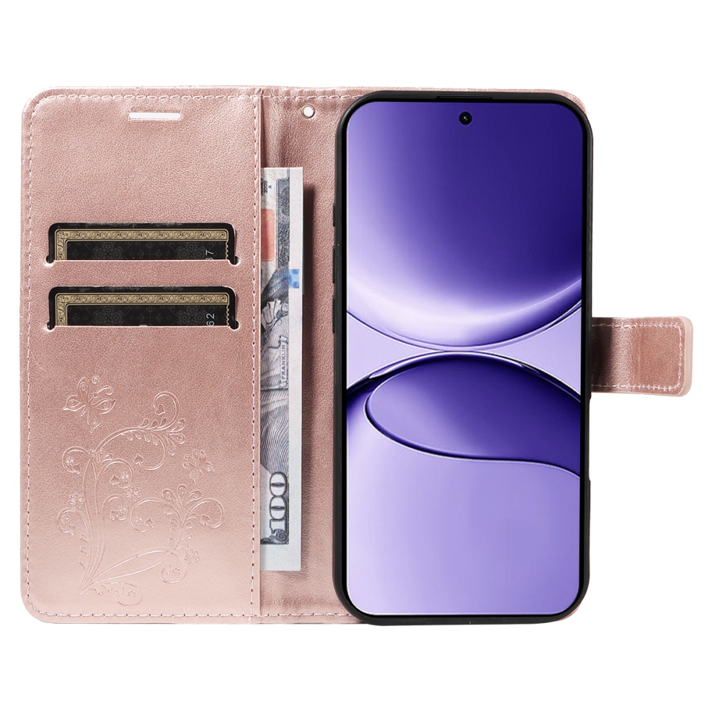 Big Butterfly knižkové púzdro na Xiaomi Poco F7 5G - ružovozlaté