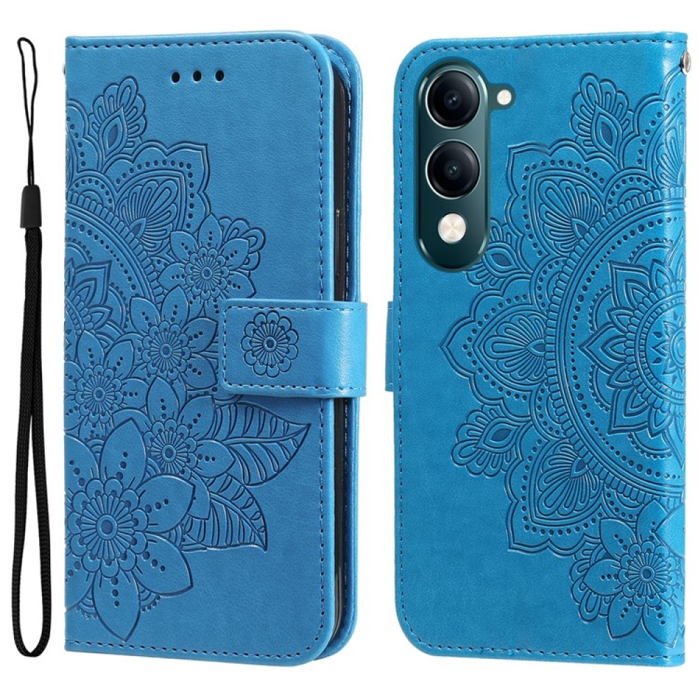 Floral knižkové púzdro na Vivo Y29s 5G - modré