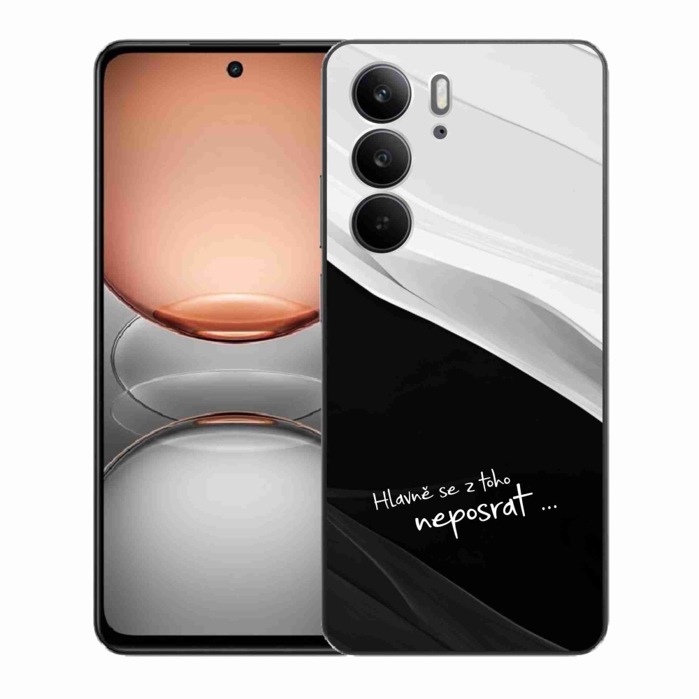Gélový kryt mmCase na Realme C75 - vtipný text 13 čiernobiele pozadie
