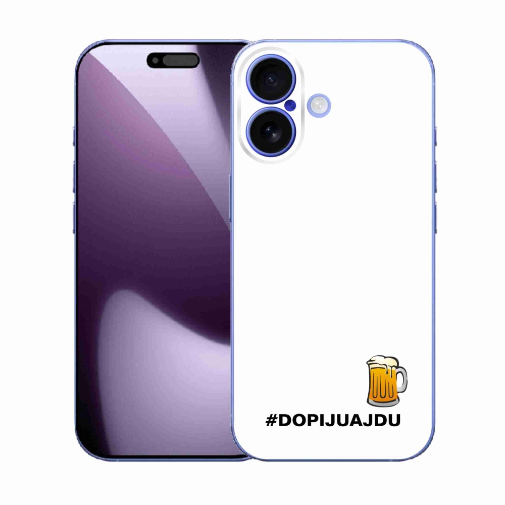 Gélový kryt mmCase na iPhone 17 - pivný motív 1 biele pozadie