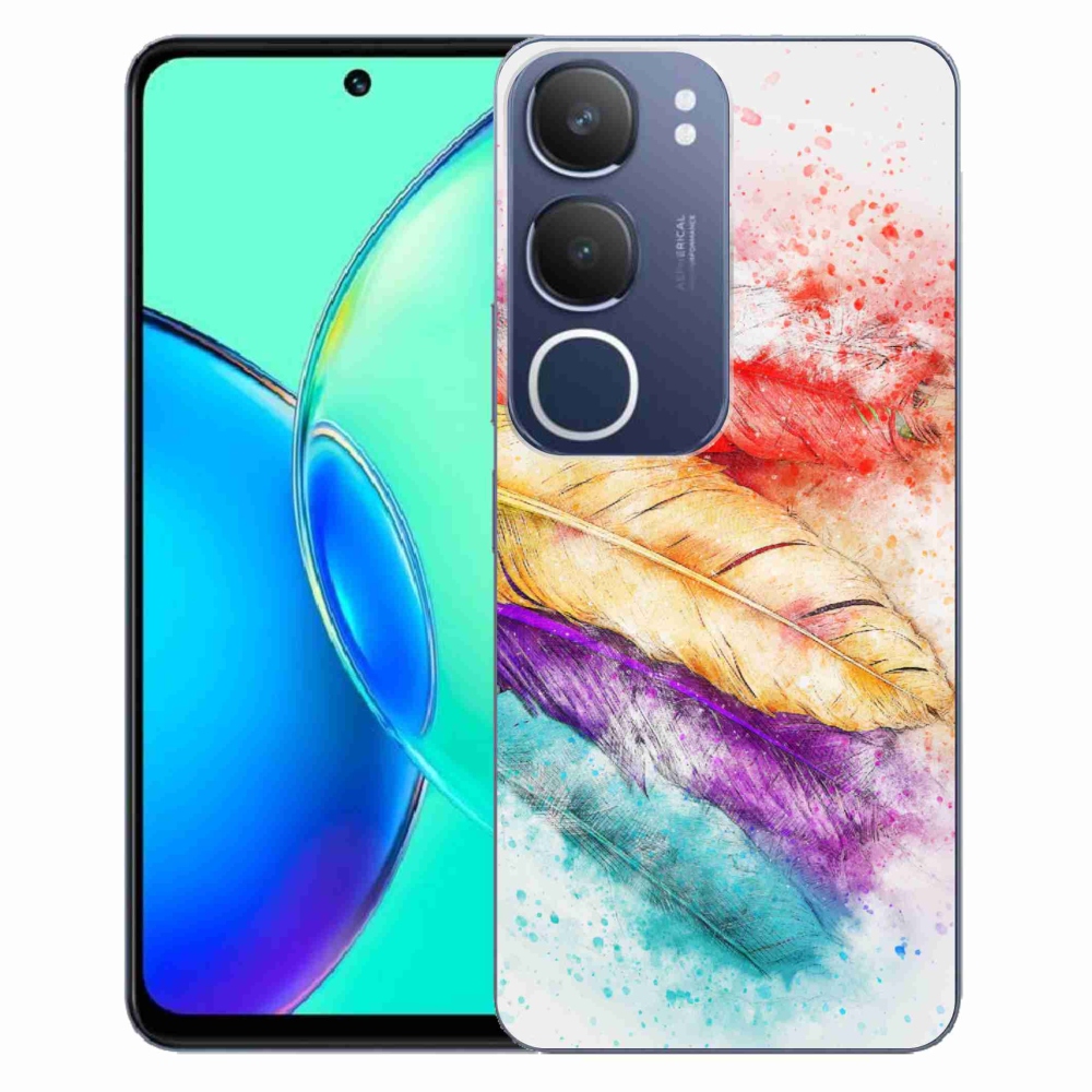 Gélový kryt mmCase na Vivo Y19s - farebné perie