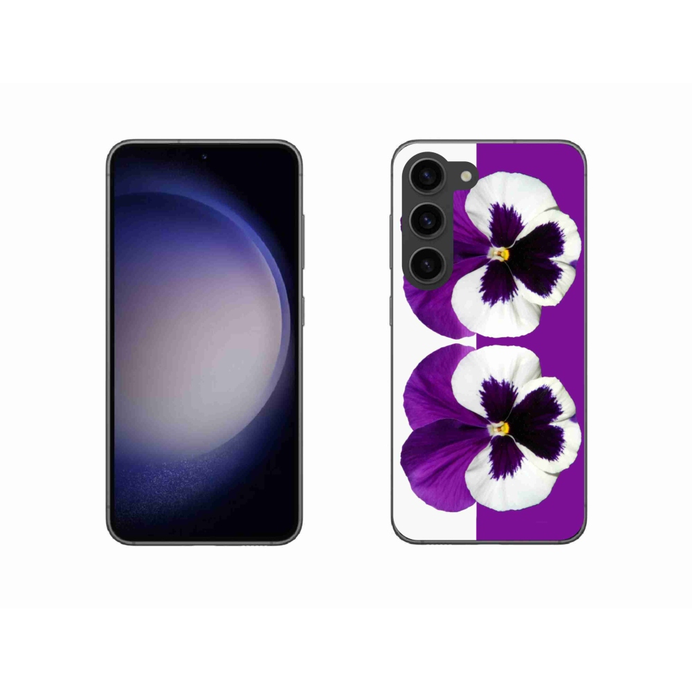Gélový kryt mmCase na Samsung Galaxy S23 5G - fialovobiely kvet