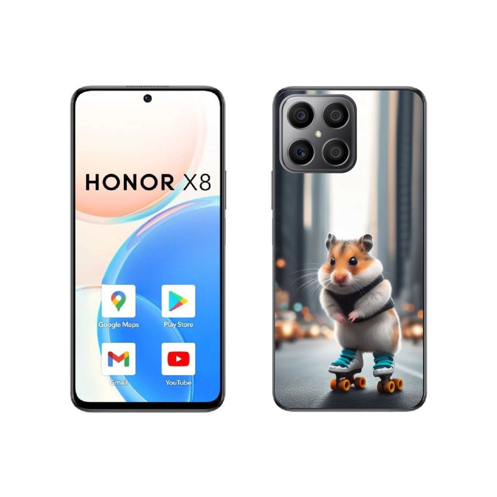 Gélový kryt mmCase na Honor X8 4G - škrečok na korčuliach