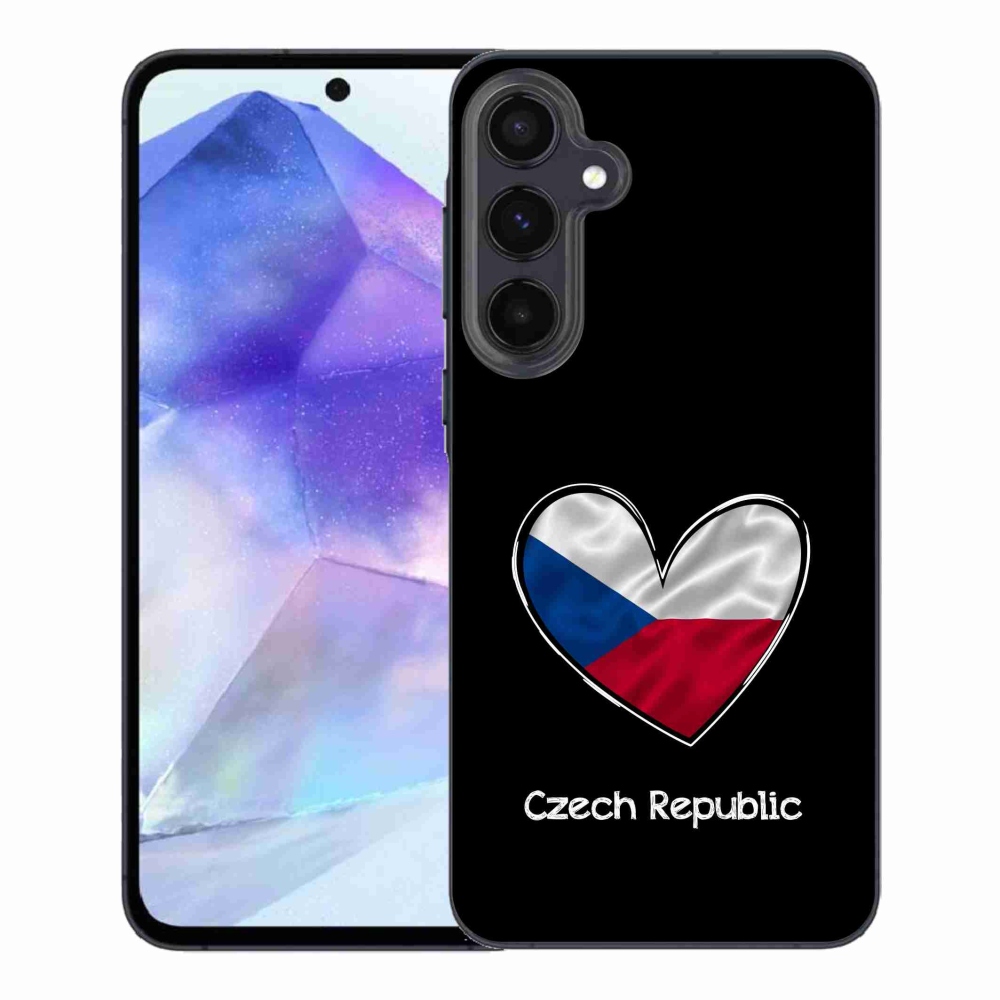 Gélový kryt mmCase na Samsung Galaxy A55 5G - vlajka srdca čierne pozadie