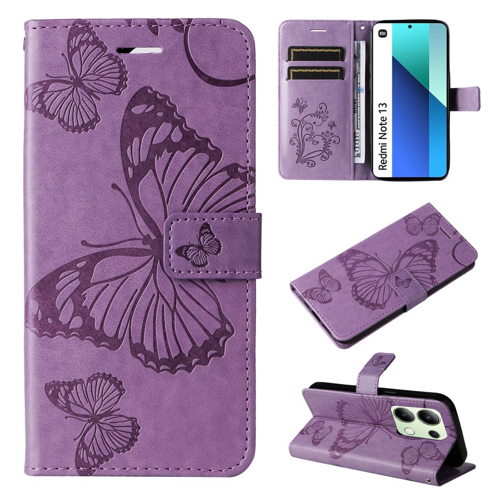 Big Butterfly knižkové púzdro na Xiaomi Redmi Note 13 - fialové