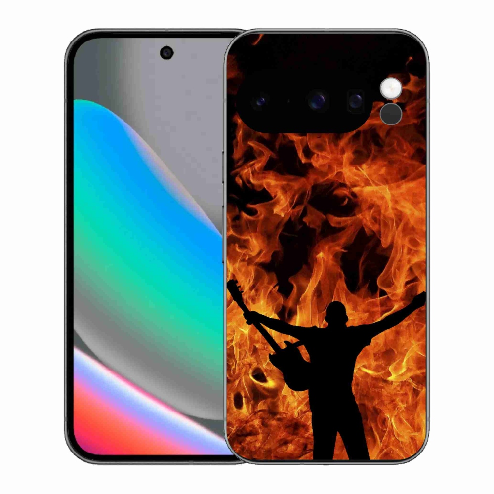 Gélový kryt mmCase na Google Pixel 10 Pro - muzikant a oheň