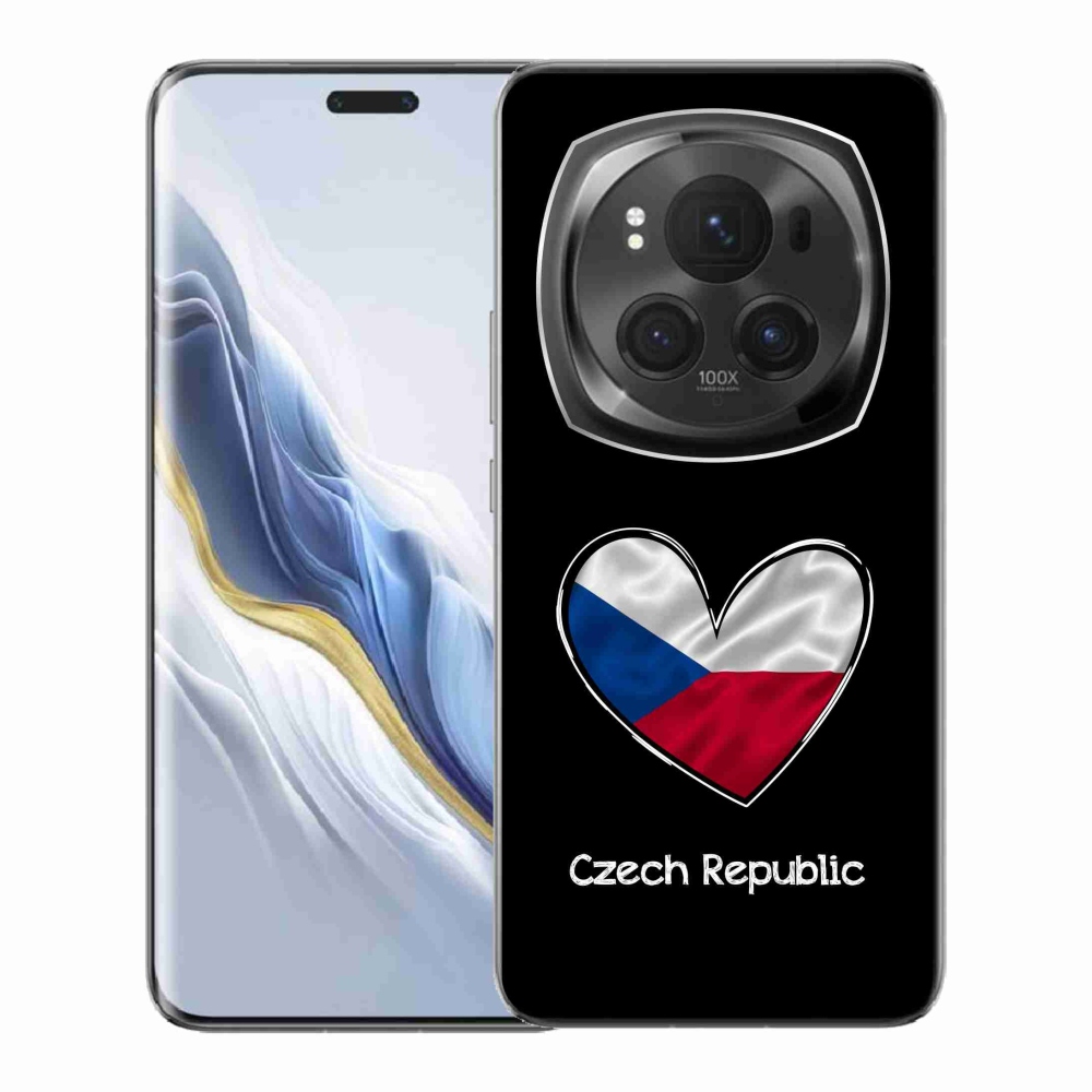 Gélový kryt mmCase na Honor Magic 6 Pro 5G - vlajka srdca čierne pozadie