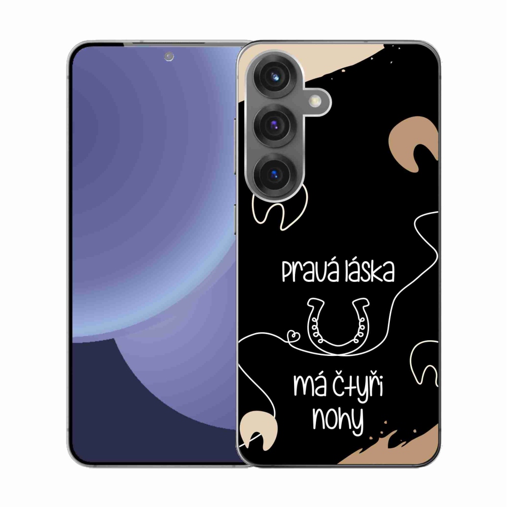 Gélový kryt mmCase na Samsung Galaxy S25 - konský motív čierne pozadie