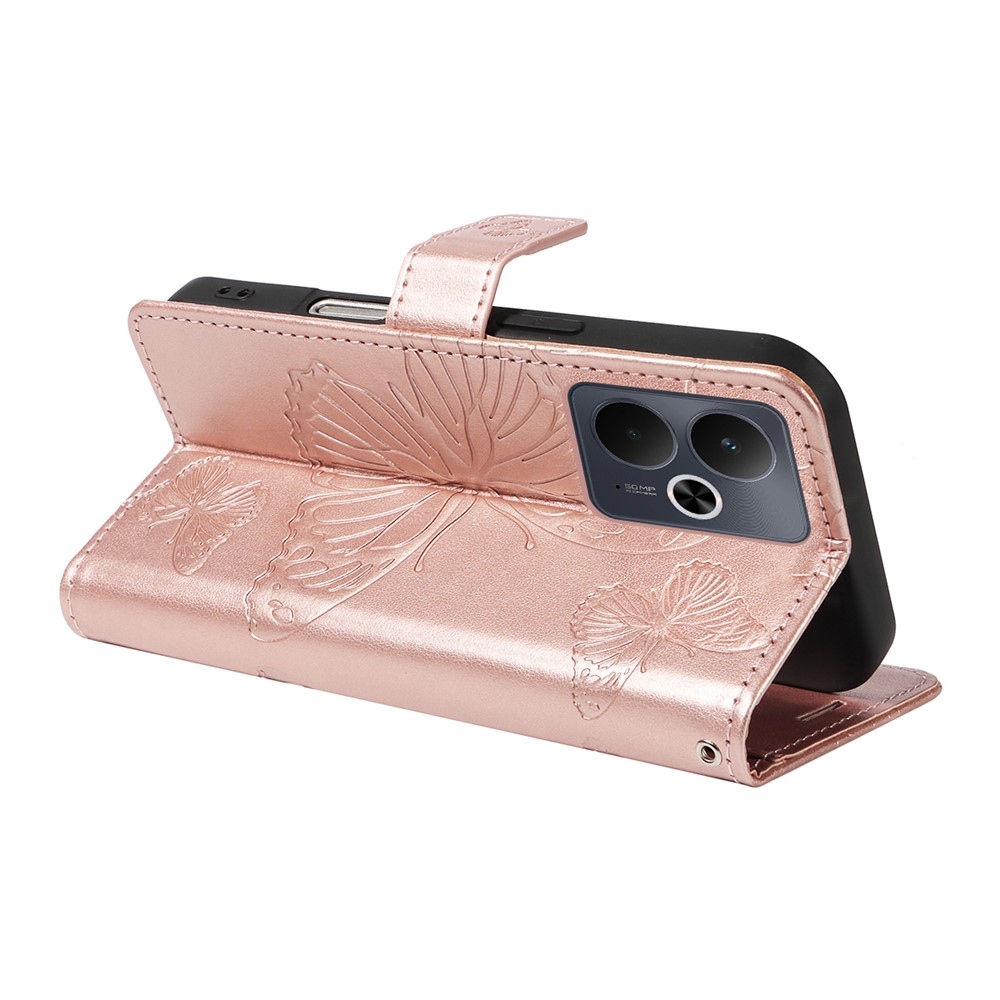Big Butterfly knižkové púzdro na Realme 14 5G/14T 5G - ružovozlaté