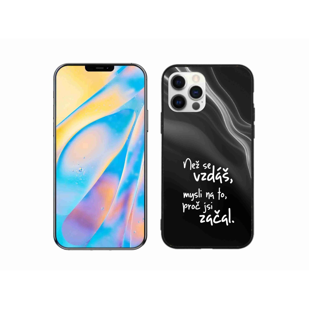 Gélový kryt mmCase na iPhone 12 Pro - citát 2 čierne pozadie