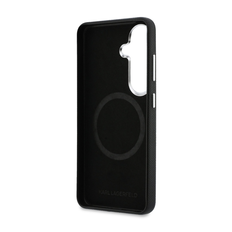 Karl Lagerfeld Grained PU Leather K&CH Heads Magnetic Back Cover pre Samsung Galaxy S26 Black