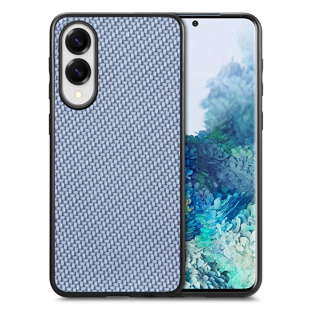 Coat gélový obal s umelou kožou a pevným chrbtom na Samsung Galaxy S25 Edge - modrý