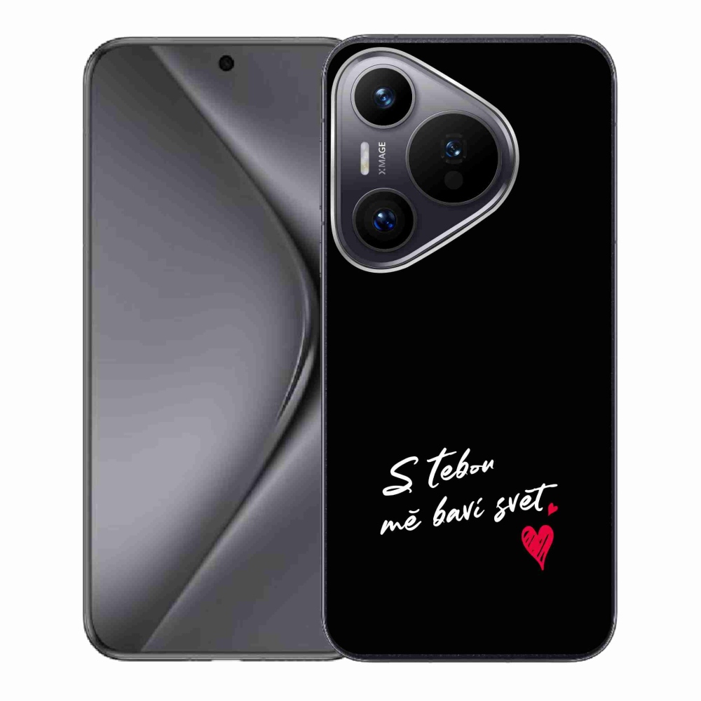 Gélový kryt mmCase na Huawei Pura 70 - zamilovaný text 1 čierne pozadie