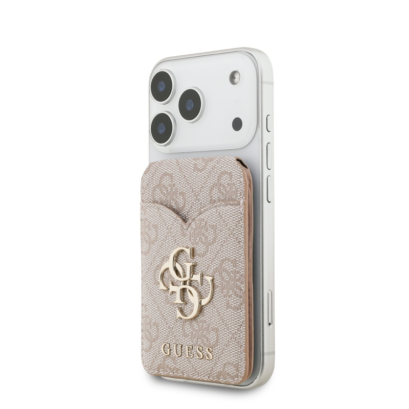 Guess PU 4G Mirror MagSafe Cardslot peňaženka so stojanom ružová