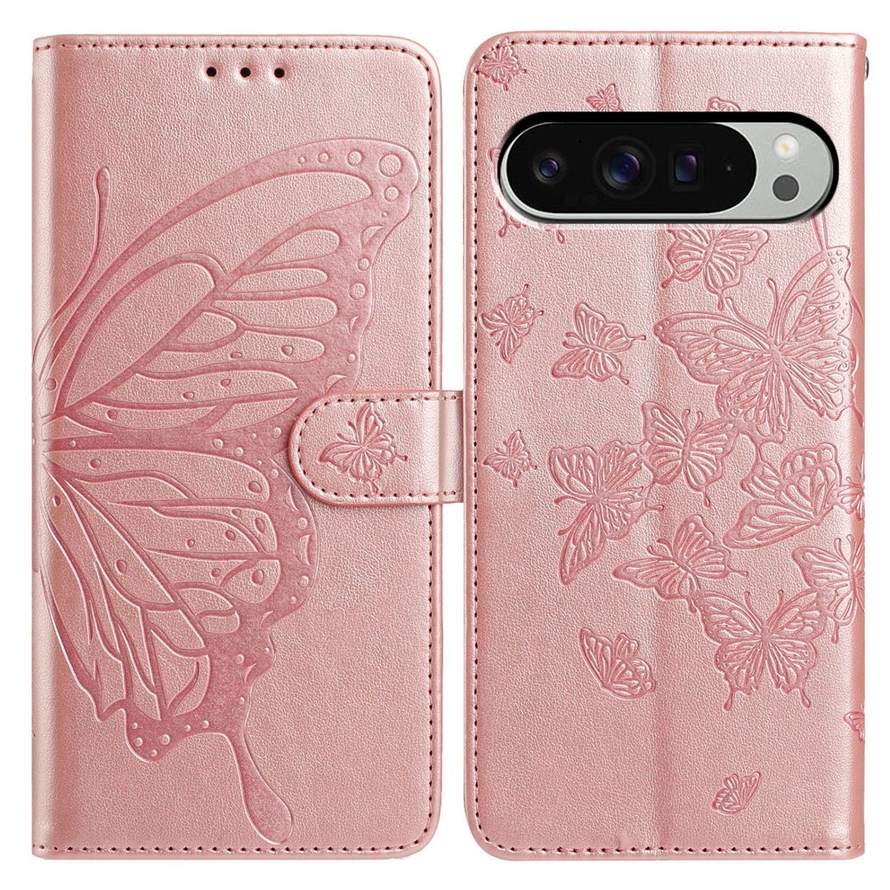 Floral Butterfly knižkové puzdro na Google Pixel 10 Pro XL/Pixel 9 Pro XL - ružovozlaté