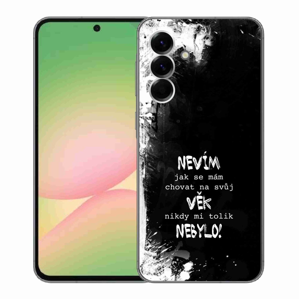 Gélový kryt mmCase na Samsung Galaxy A56 5G - vtipný text 14 čierne pozadie