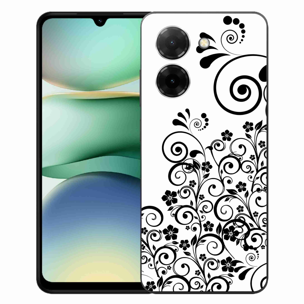Gélový kryt mmCase na Xiaomi Redmi A5 (171.7x77.8x8.3mm) - čiernobiele kvetinové vzory