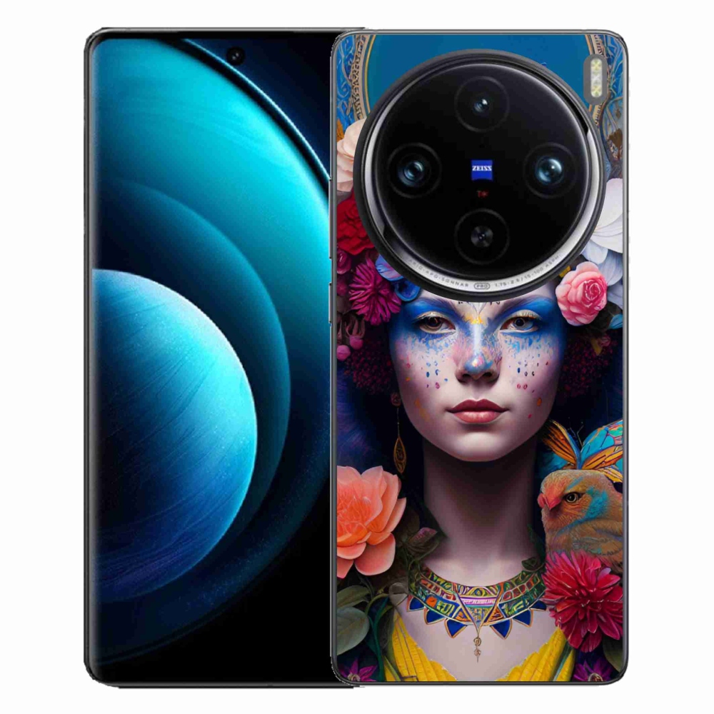 Gélový kryt mmCase na Vivo X100 Pro 5G - žena s kvetinami