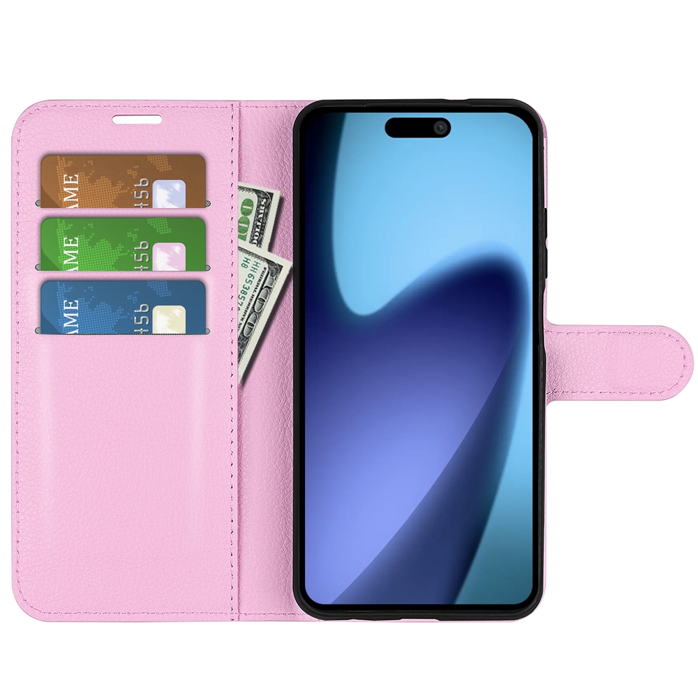 Litchi knižkové púzdro na iPhone 17 Air - ružové