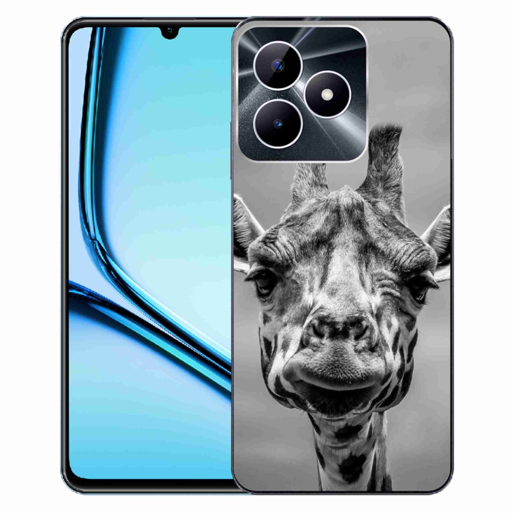 Gélový kryt mmCase na Realme Note 50 - čiernobiela žirafa