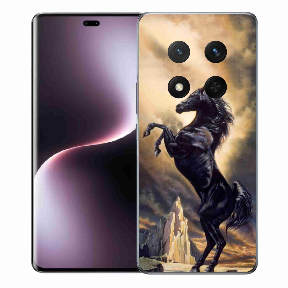 Gélový kryt mmCase na Honor Magic 7 Lite 5G - čierny kreslený kôň