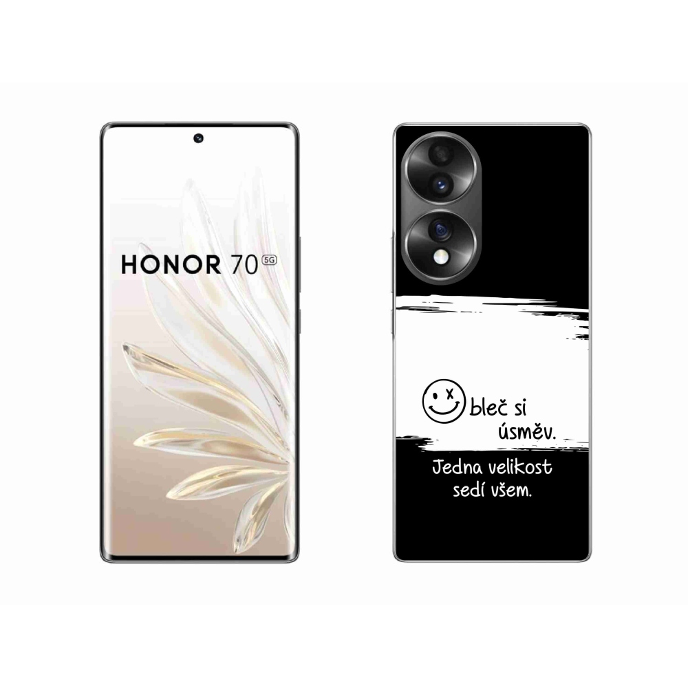 Gélový kryt mmCase na Honor 70 - vtipný text 8 bieločierne pozadie