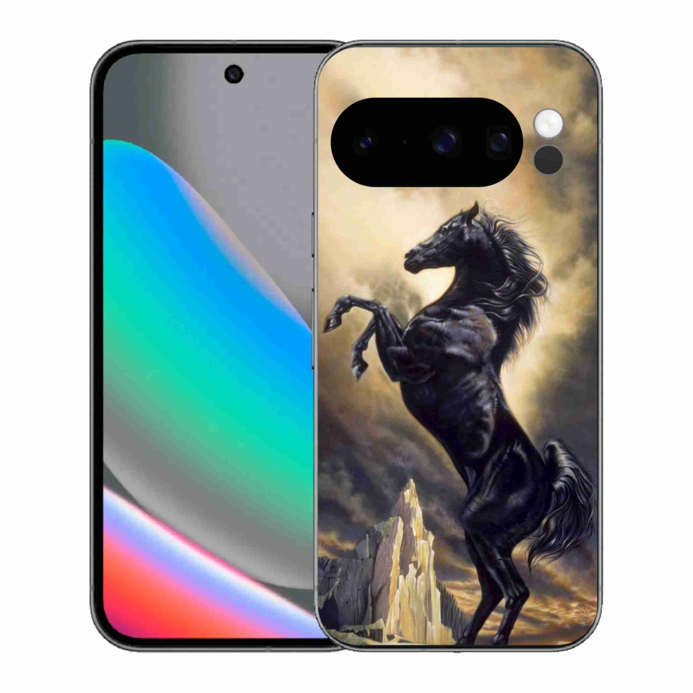 Gélový kryt mmCase na Google Pixel 10 Pro - čierny kreslený kôň