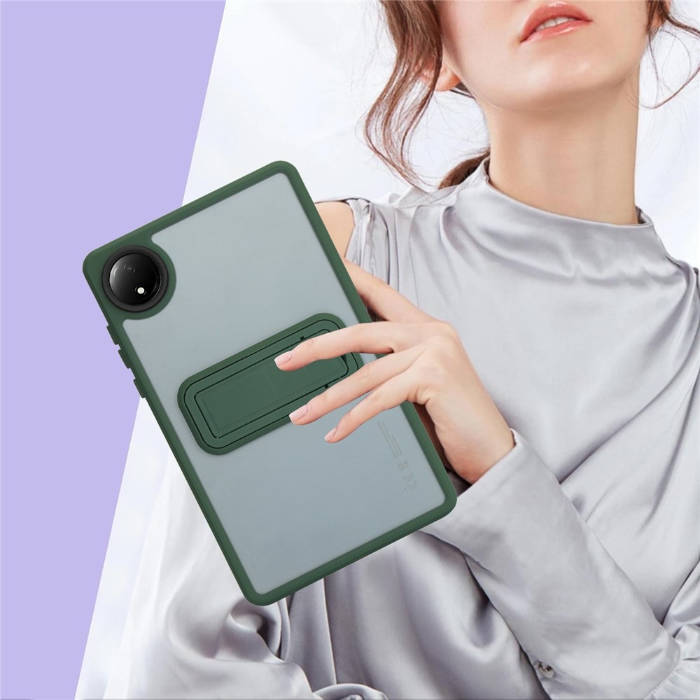 Skiny gélový obal s pevným chrbtom a výklopným stojanom na Xiaomi Redmi Pad SE 8.7 - zelený