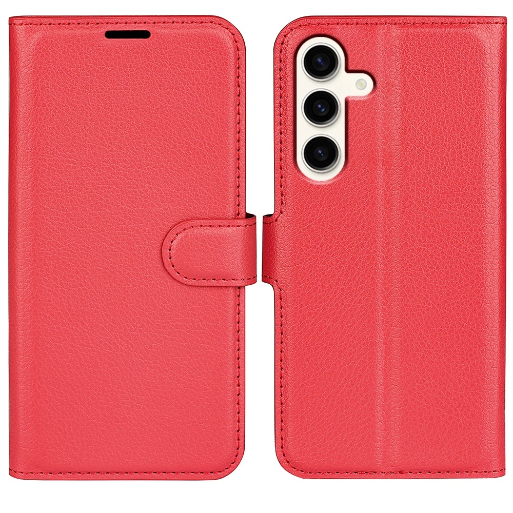 Litchi knižkové púzdro na Samsung Galaxy S24+ - červené