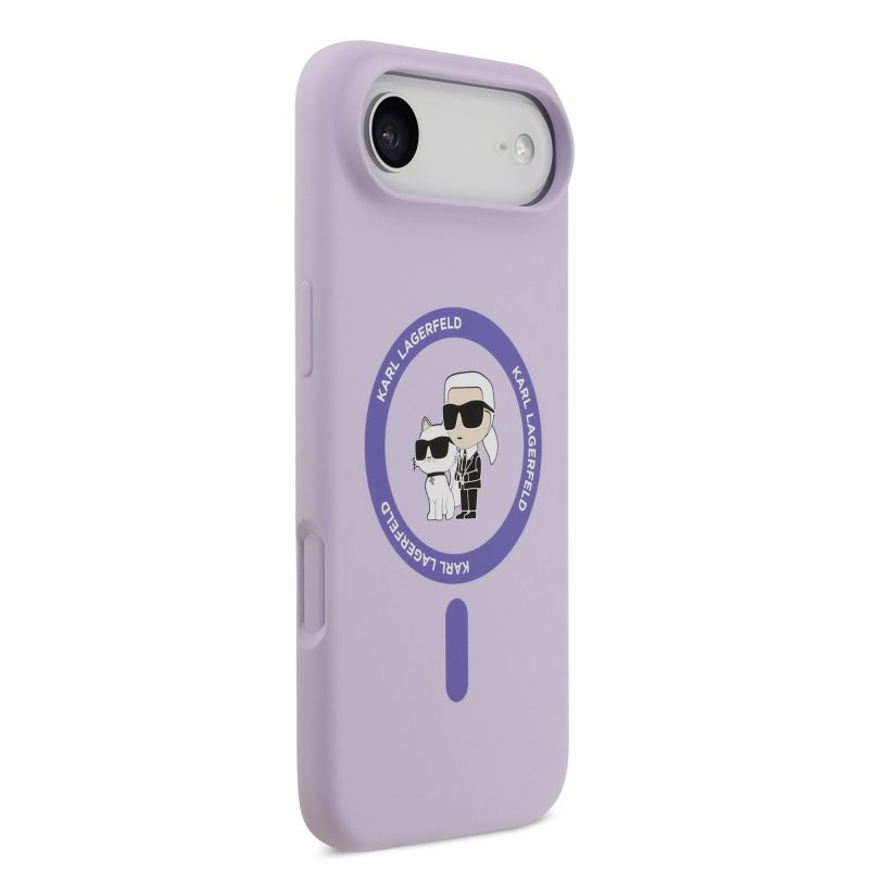 Karl Lagerfeld Tekutý silikónový kryt Karl and Choupette MagSafe pre iPhone 17 Air Purple