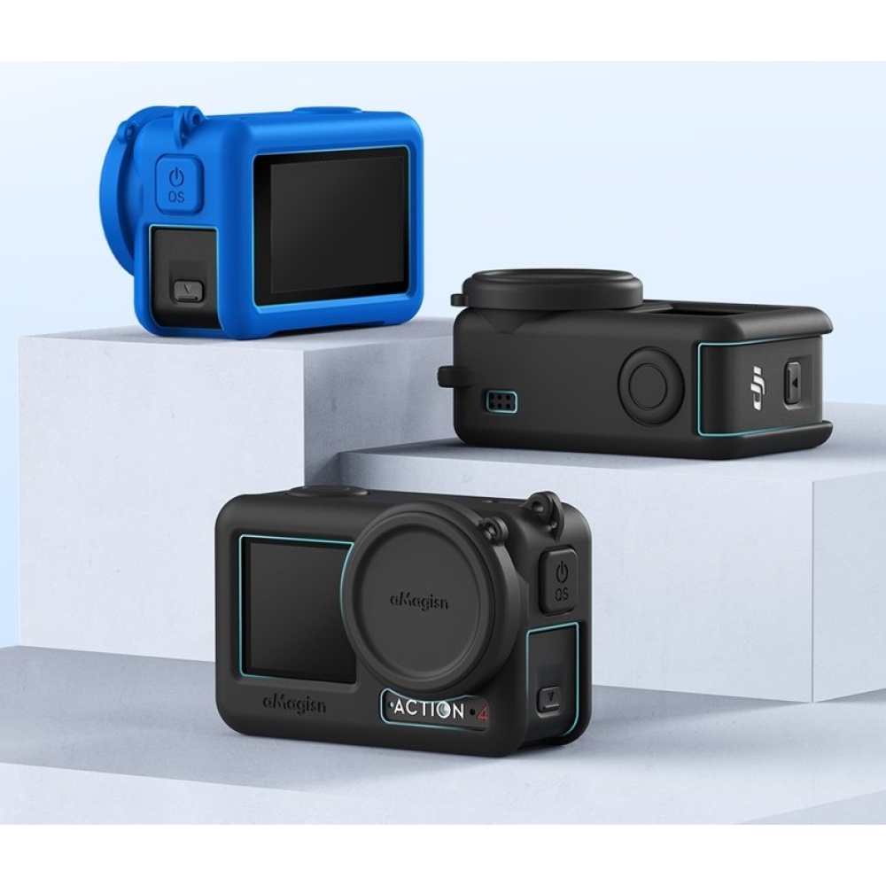 AMAGISN silikónový ochranný obal pre DJI Osmo Action 4 a Action 3 - modrý