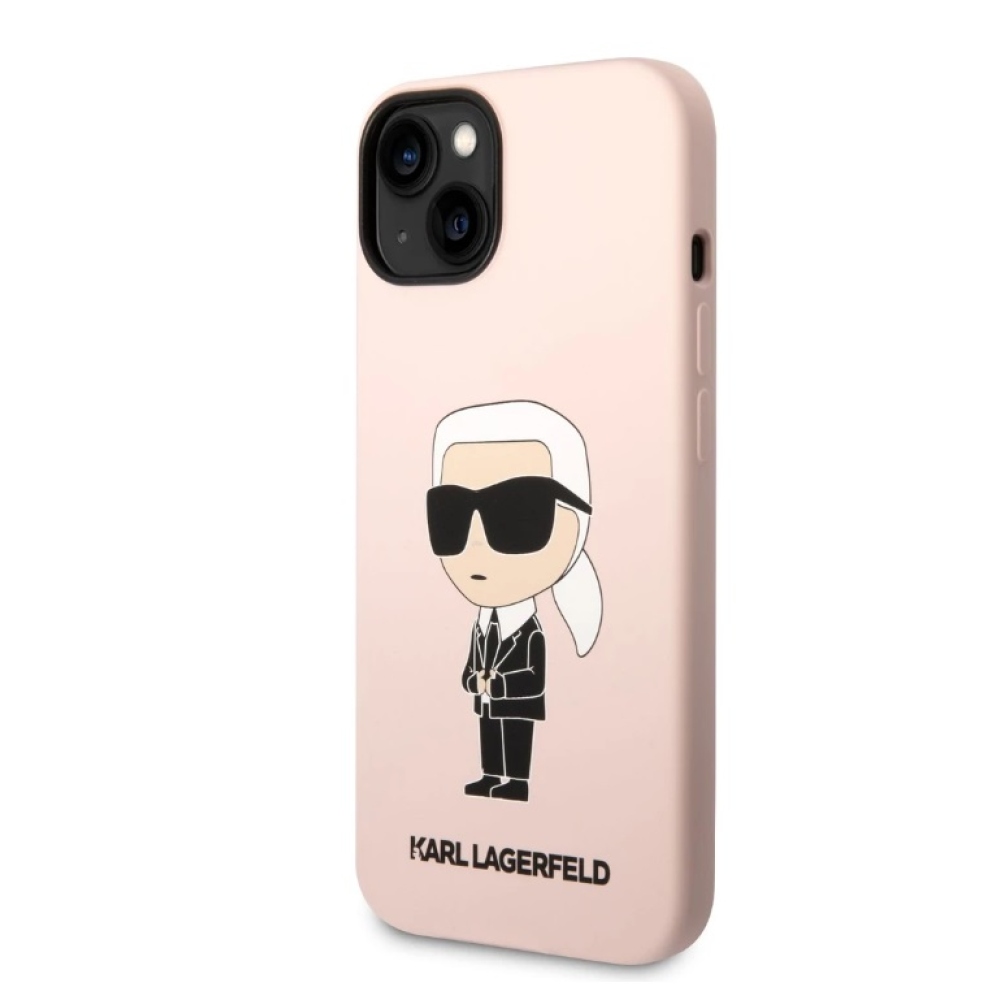 Karl Lagerfeld Liquid Silicone Ikonik NFT kryt iPhone 14 ružový