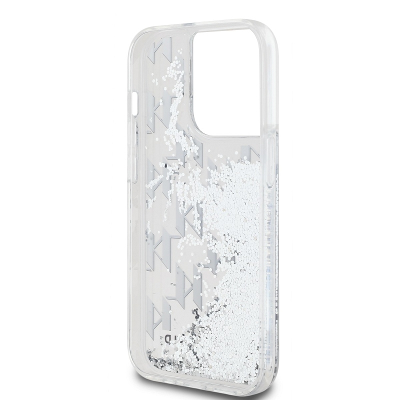 Karl Lagerfeld Liquid Glitter Monogram Gradient Zadný Kryt pre iPhone 14 Pro White