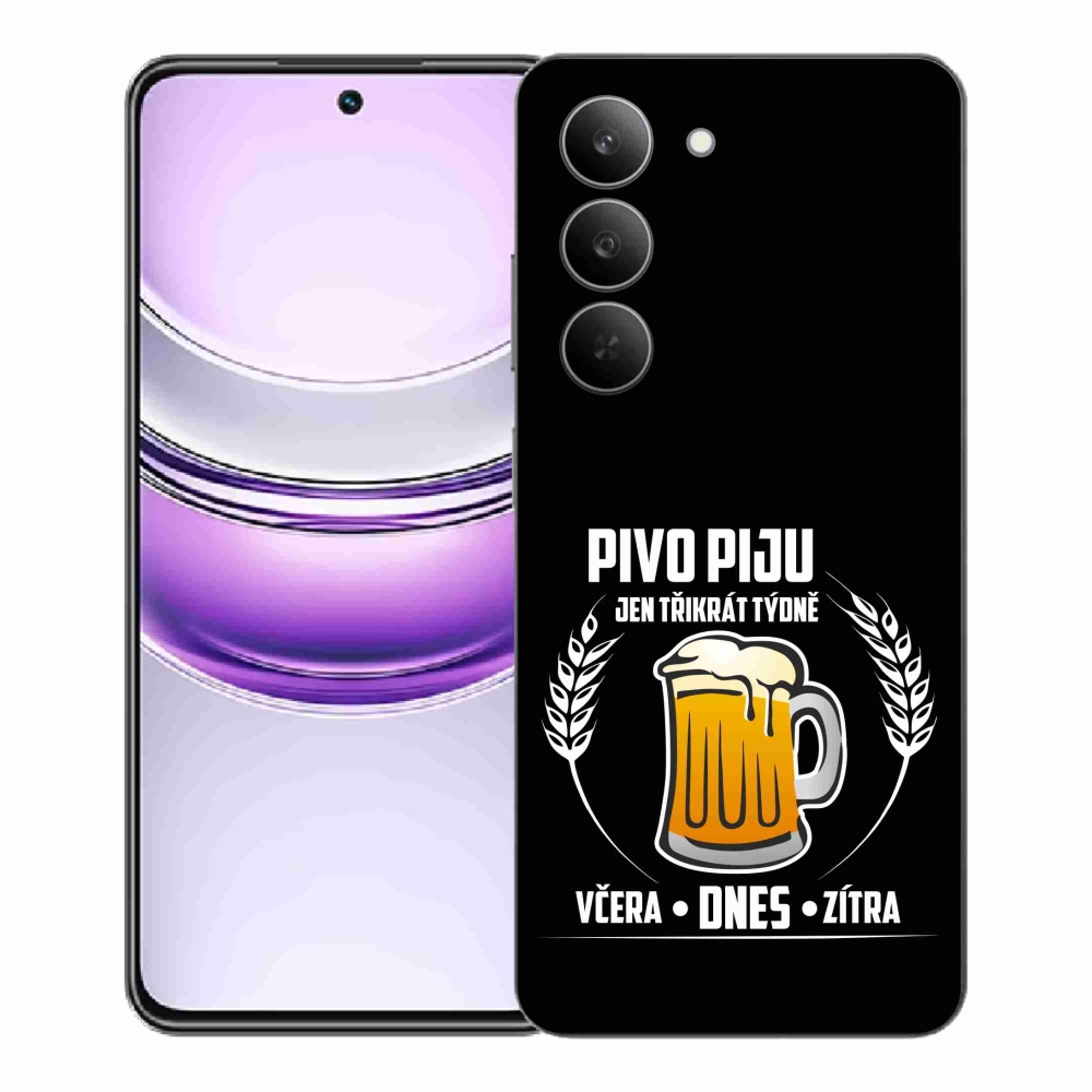 Gélový kryt mmCase na Realme 14x 5G - pivný motív čierne pozadie