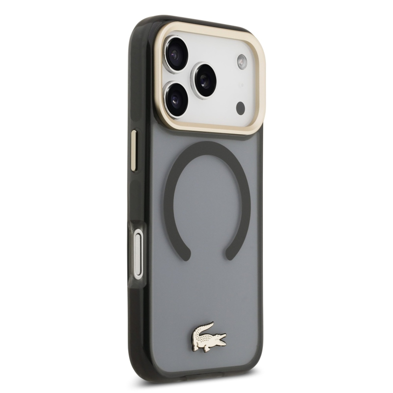 Lacoste PC/TPU matný povrch Gold Logo MagSafe zadný kryt pre iPhone 17 Pro Black