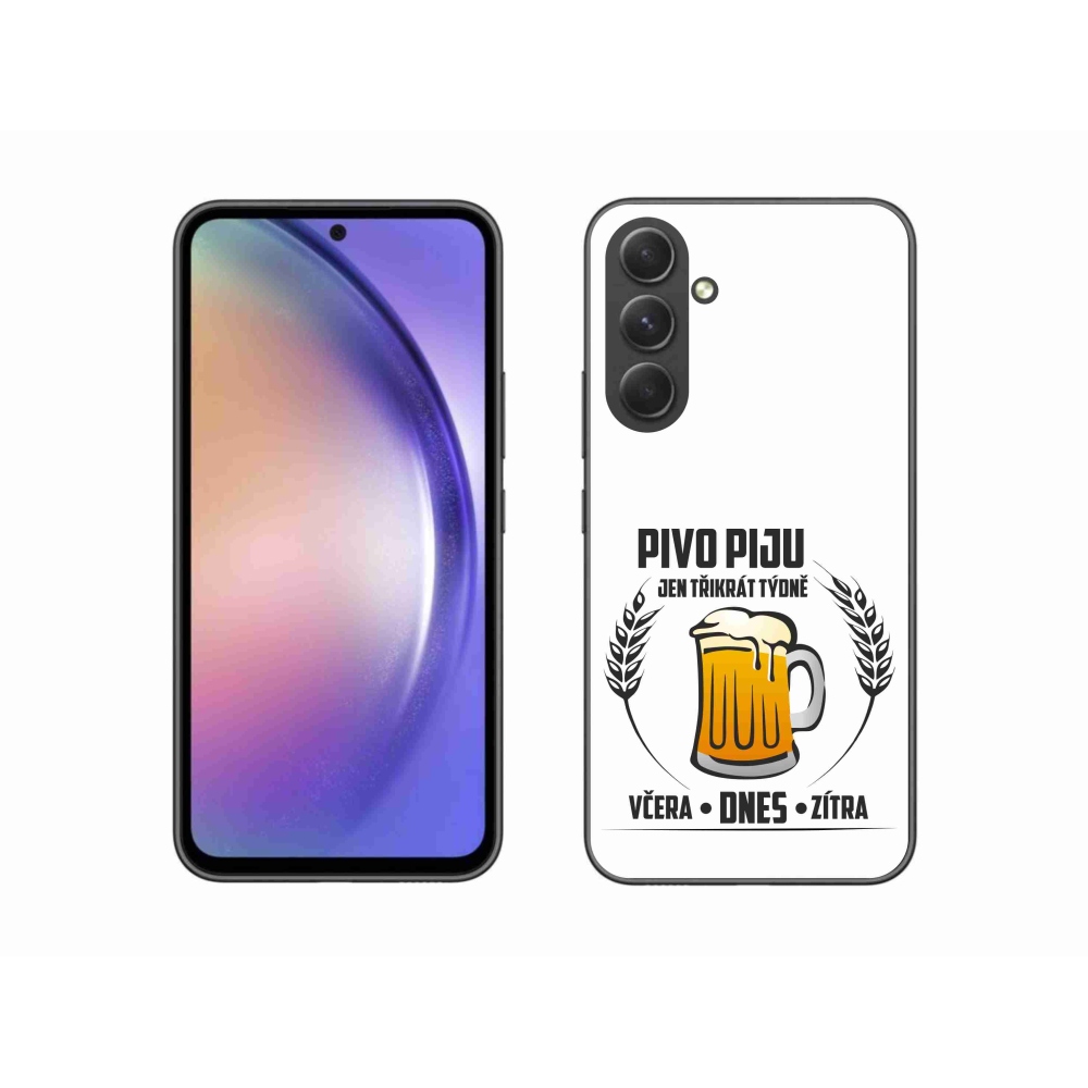 Gélový kryt mmCase na Samsung Galaxy A54 5G - pivný motív biele pozadie