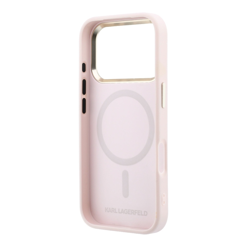 Karl Lagerfeld PU Perforated Gold Dots MagSafe zadný kryt pre iPhone 17 Pro, ružový