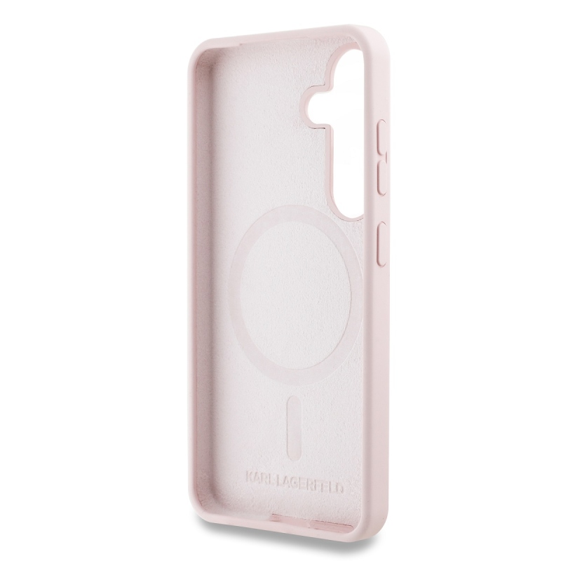 Karl Lagerfeld Liquid Silicone K&CH Heads MagSafe Zadný Kryt pre Samsung Galaxy S25 Pink