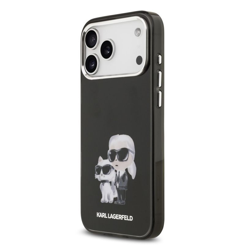 Karl Lagerfeld IML Aquarelle Karl and Choupette Zadný kryt pre iPhone 17 Pro Max Black