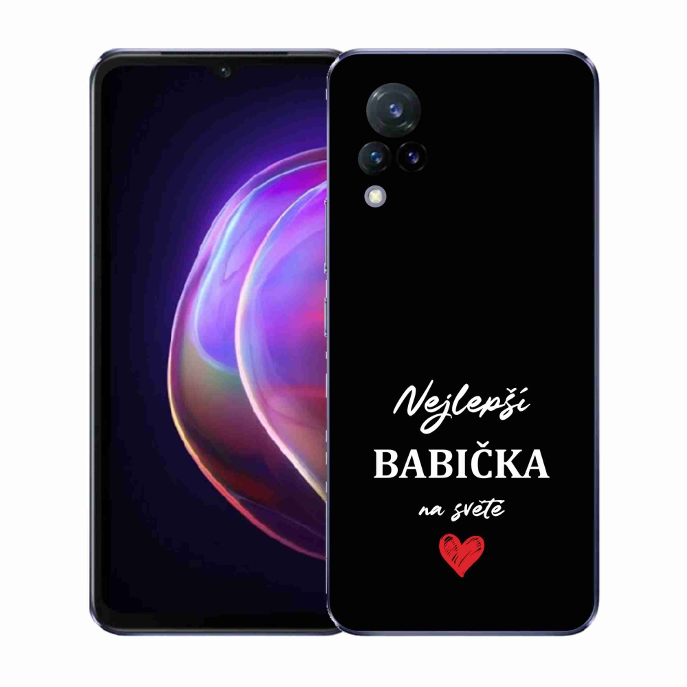 Gélový kryt mmCase na Vivo V21 4G/5G - najlepšia babička 1 čierne pozadie