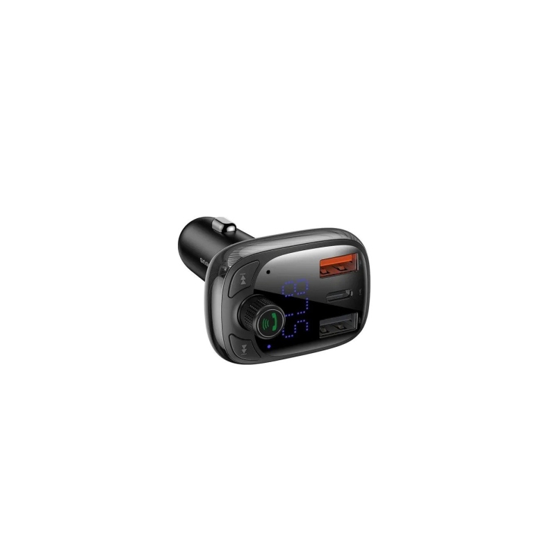 Baseus T Shaped S-13 nabíjačka do auta USB-A/USB-A/USB-C a FM vysielač, čierna