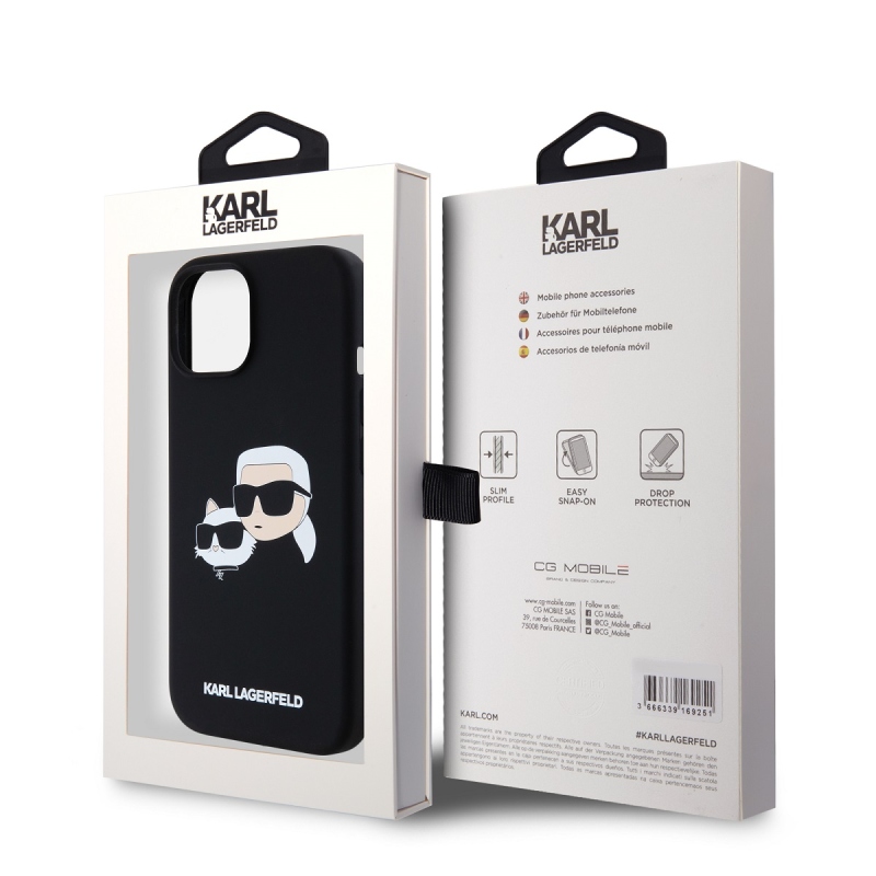 Karl Lagerfeld Liquid Silicone Double Heads Magsafe Zadný Kryt pre iPhone 15 Black