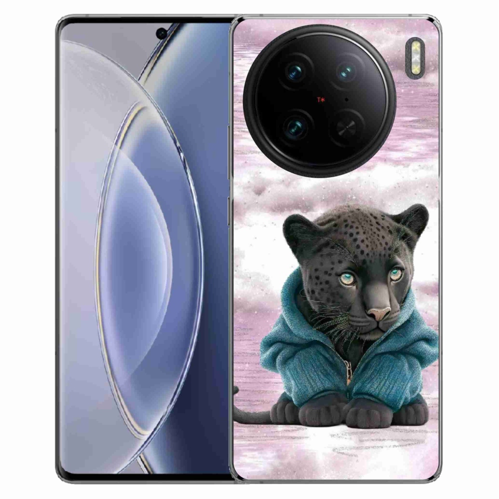 Gélový kryt mmCase na Vivo X90 Pro - čierny panter vo svetri