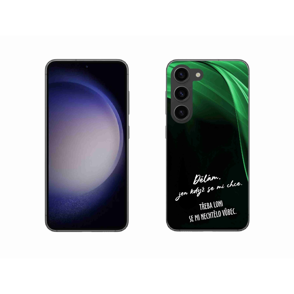 Gélový kryt mmCase na Samsung Galaxy S23 5G - vtipný text 12 čierne pozadie
