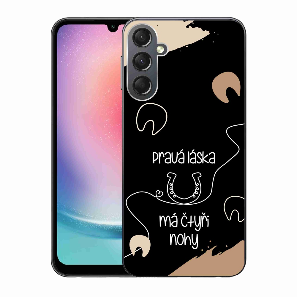 Gélový kryt mmCase na Samsung Galaxy A24 - konský motív čierne pozadie